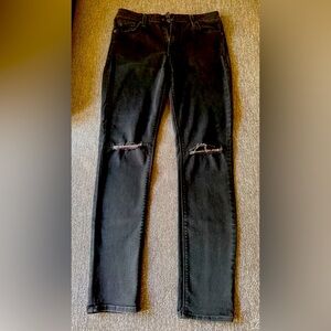 Just Black mid-rise skinny Ripped Knees black denim pants Sz 28